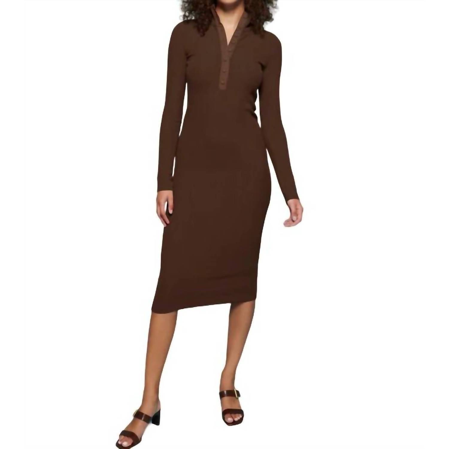 New Nation Ltd Phoebe Turtleneck Dress In Dark Chocolate